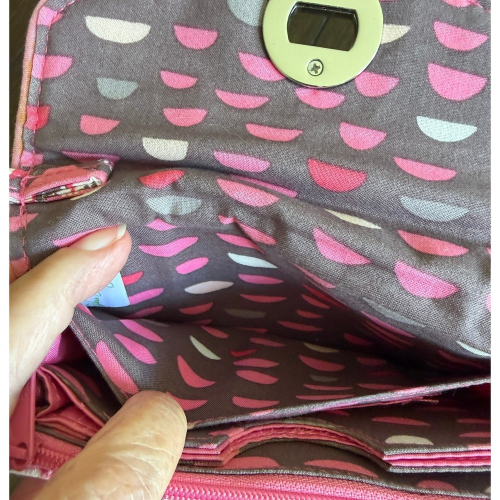Vera Bradley All In One Wristlet Wallet Pink Floral Quilted Cotton Turn Lock - Picture 3 of 12